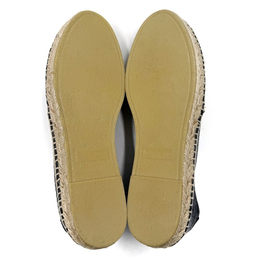 Saint Laurent Espadrilles Black Croc Embossed Leather Flat Slip On Sz 42 / 12 - Picture 9 of 11